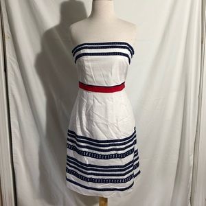 Vineyard Vines Strapless red white and blue dress